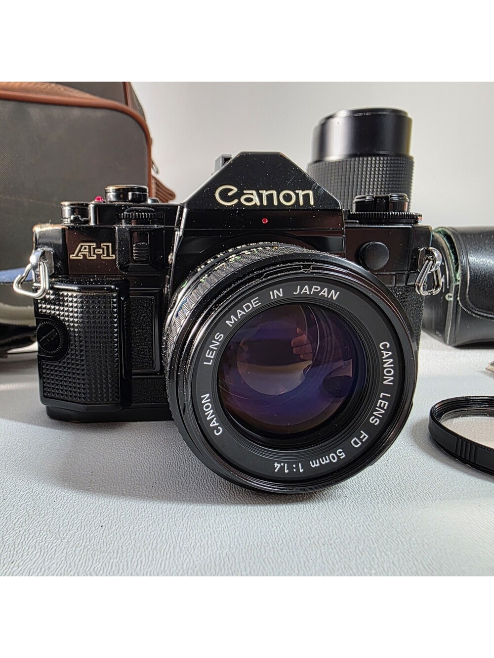 Canon A-1 A1 35mm SLR Film Camera FD 50mm f1.4 Lens Bundle Tested Works